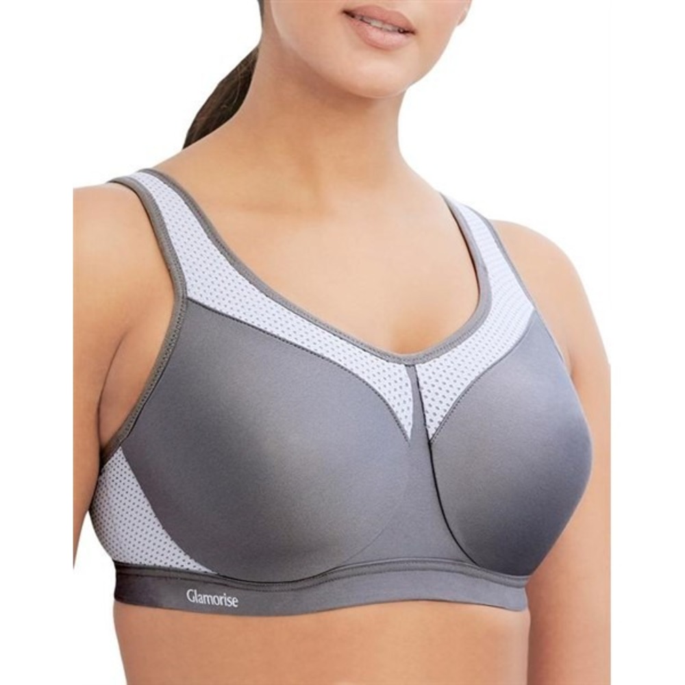 NWOT Glamorise 38F Underwire High Impact Sports Bra 9066 Gray 132242